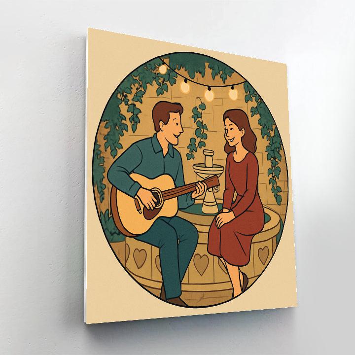 Hidden Courtyard Valentines Day Serenade paint by color