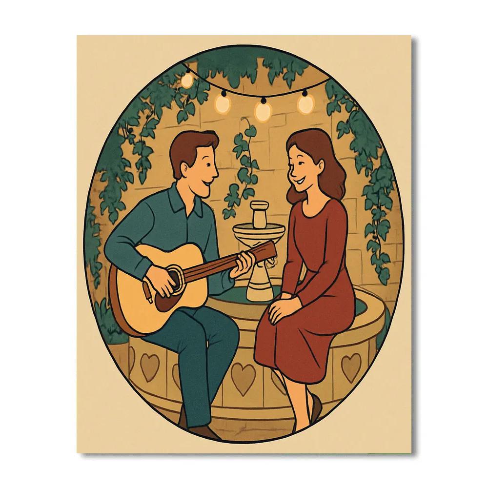 Hidden Courtyard Valentines Day Serenade paint by color