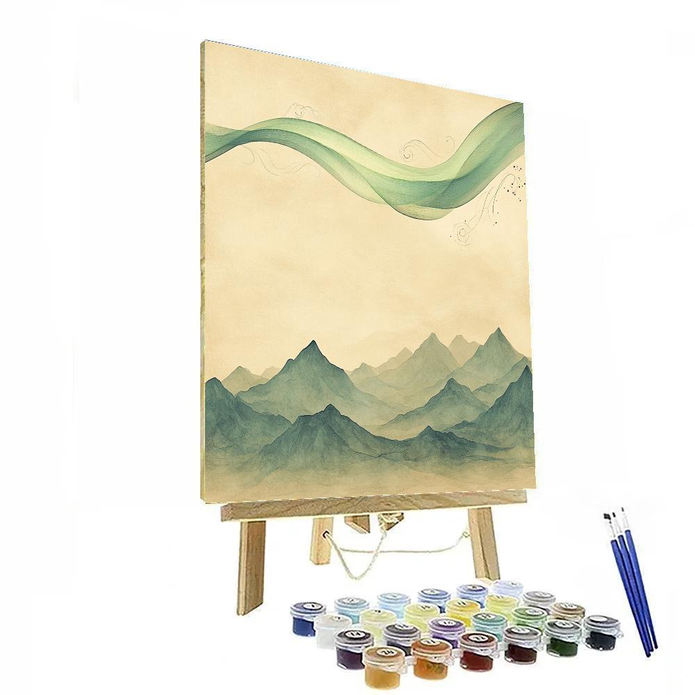 Leonardo Da Vinci Inspired Aurora Over Silent Mountains Painting by numbers kit