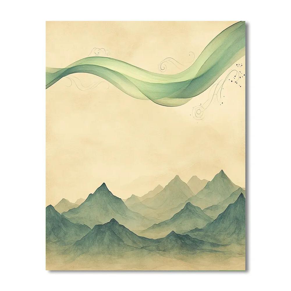 Leonardo Da Vinci Inspired Aurora Over Silent Mountains Painting by numbers kit