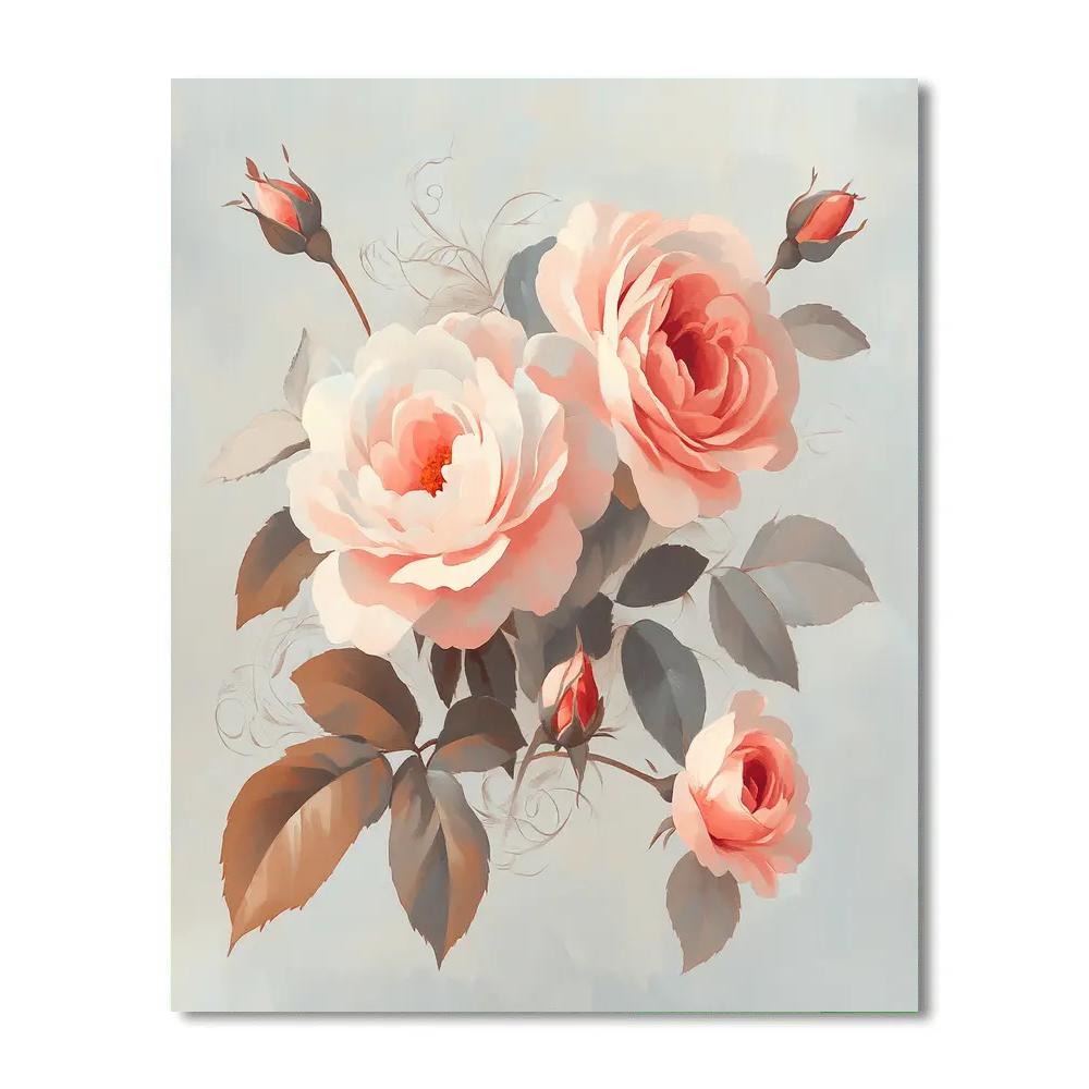 Leonardo Da Vinci Inspired Botanical Roses And Spiral Phyllotaxis Numbered painting kits