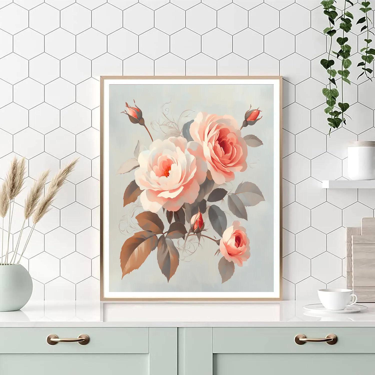 Leonardo Da Vinci Inspired Botanical Roses And Spiral Phyllotaxis Numbered painting kits