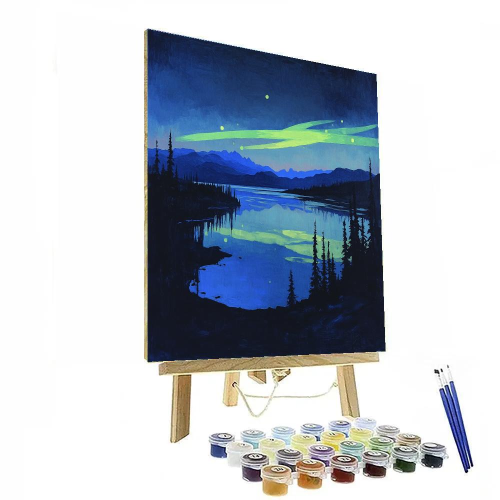 Frederick Varley Inspired Aurora Over Obsidian Lake Paint by numbers art