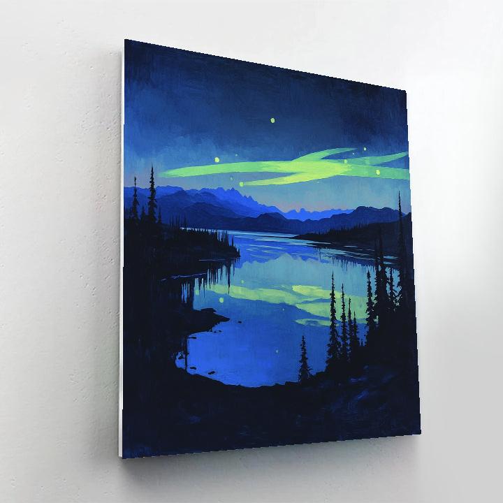Frederick Varley Inspired Aurora Over Obsidian Lake Paint by numbers art