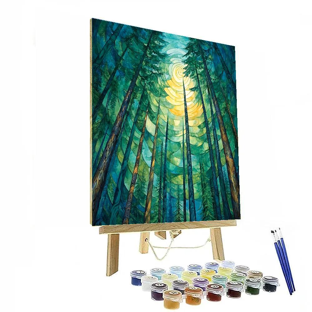 Emily Carr Inspired Cathedral Cedar Vortex Number painting