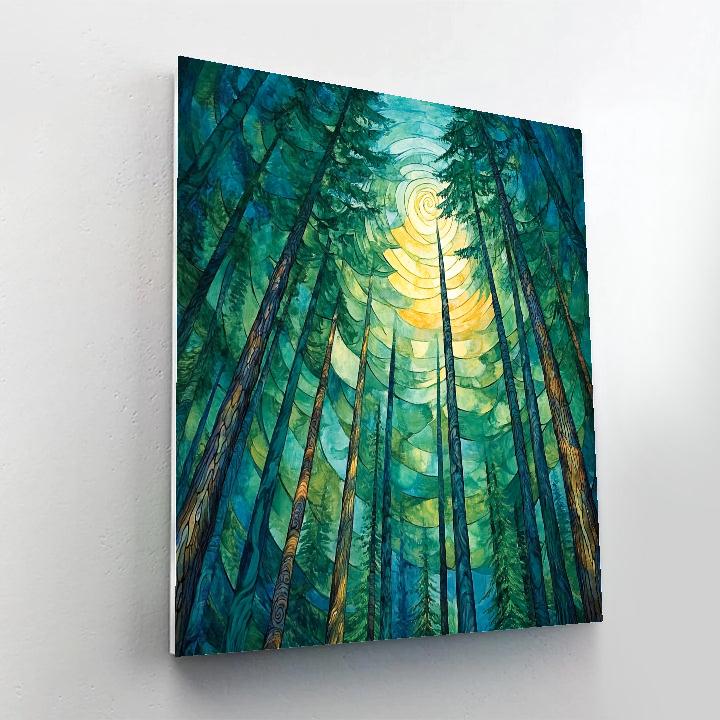 Emily Carr Inspired Cathedral Cedar Vortex Number painting