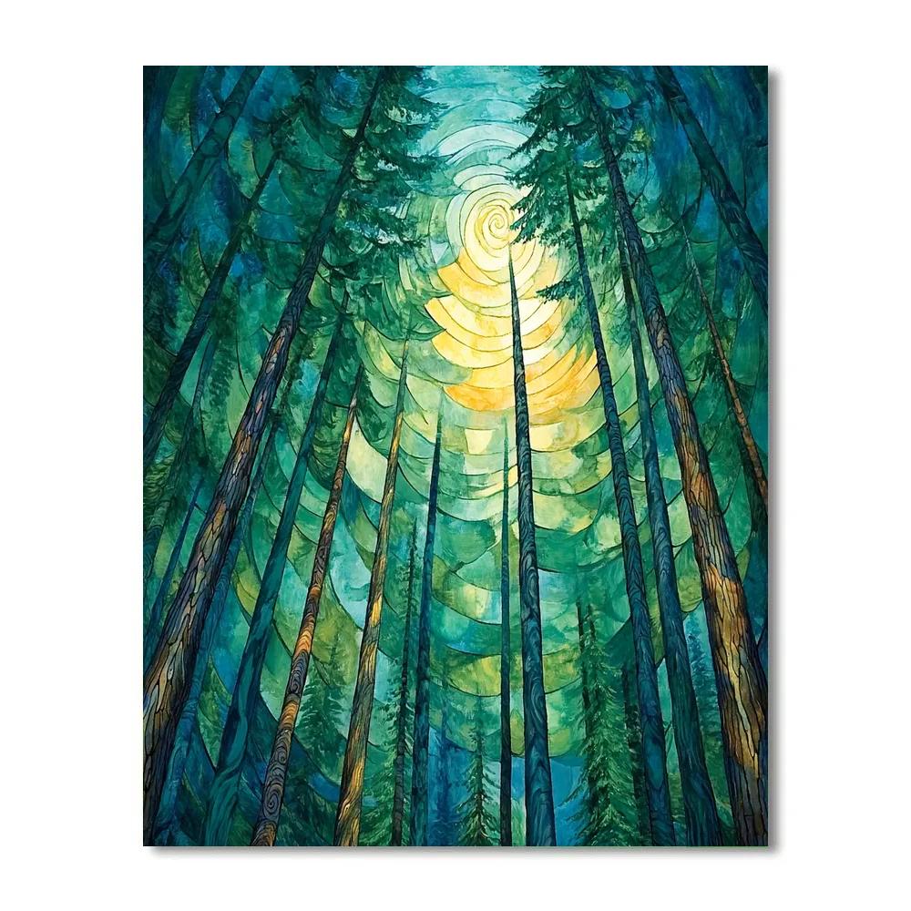 Emily Carr Inspired Cathedral Cedar Vortex Number painting