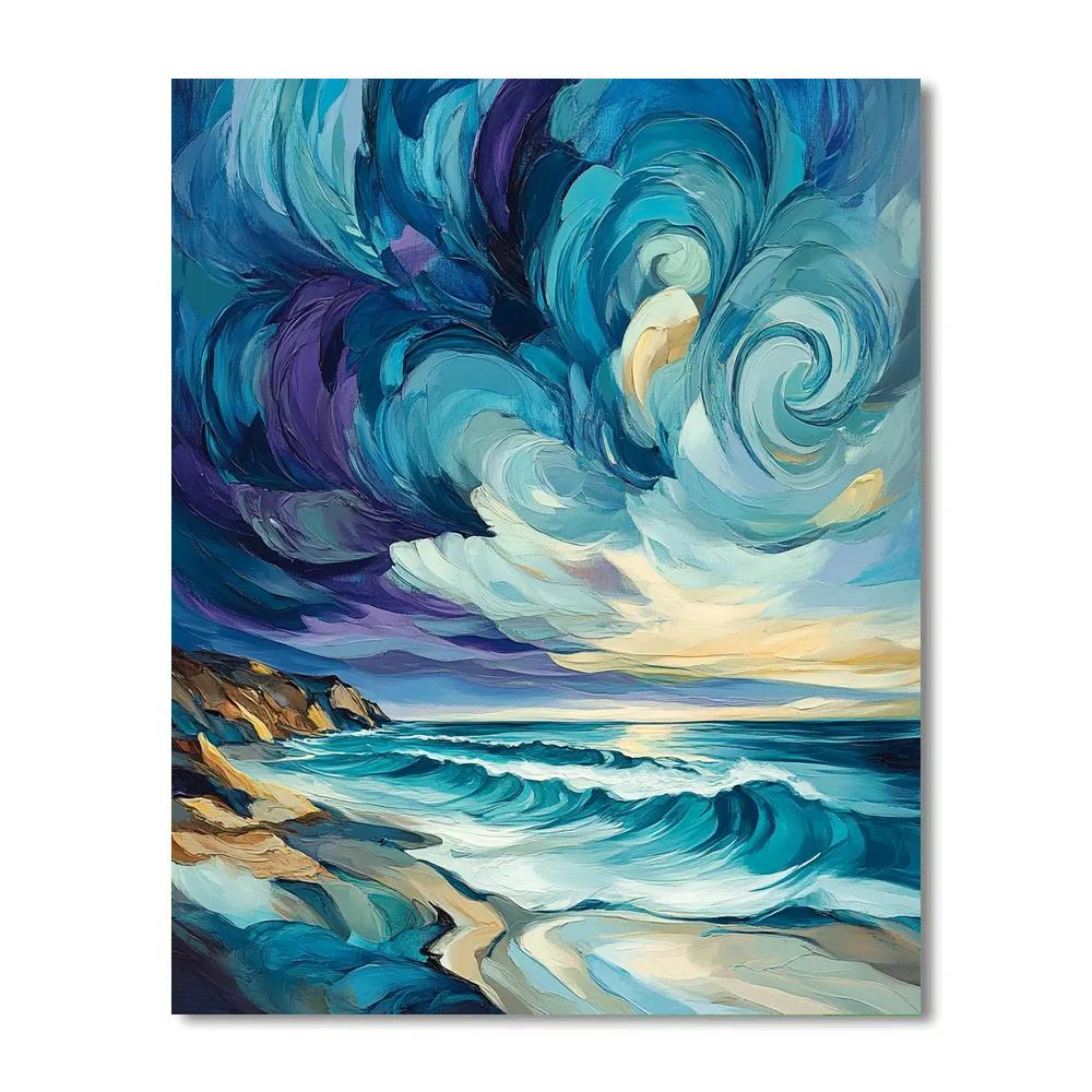 Emily Carr Inspired Stormlit Haida Gwaii Shoreline Paint by numbers art