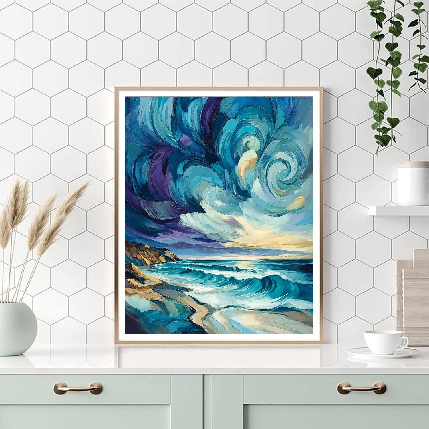 Emily Carr Inspired Stormlit Haida Gwaii Shoreline Paint by numbers art