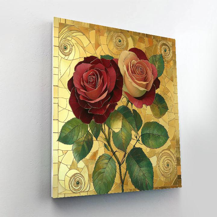 Gustav Klimt Inspired Golden Garden Of Roses paint by numbers