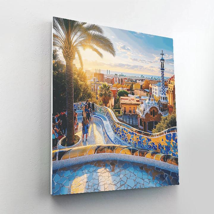 Park Guell Terrace Overlooking Barcelona Spain painting number kit