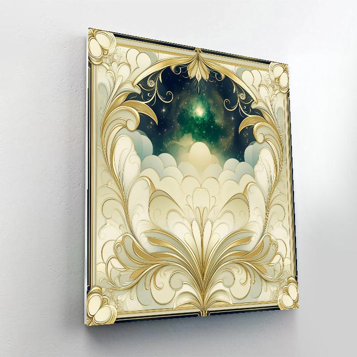Alphonse Mucha Inspired Celestial Verdant Arabesque painting number kit