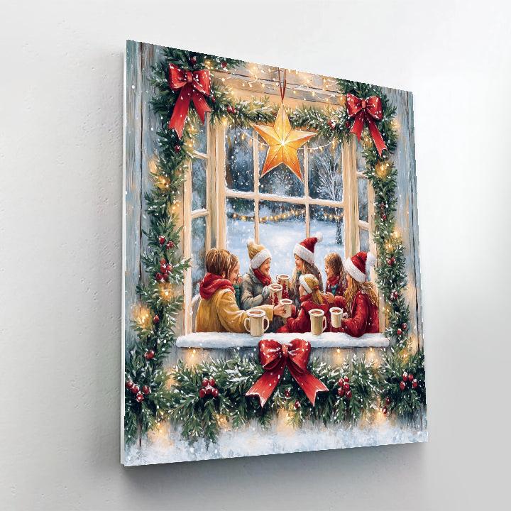 Holly Window Gathering Painting by numbers kit