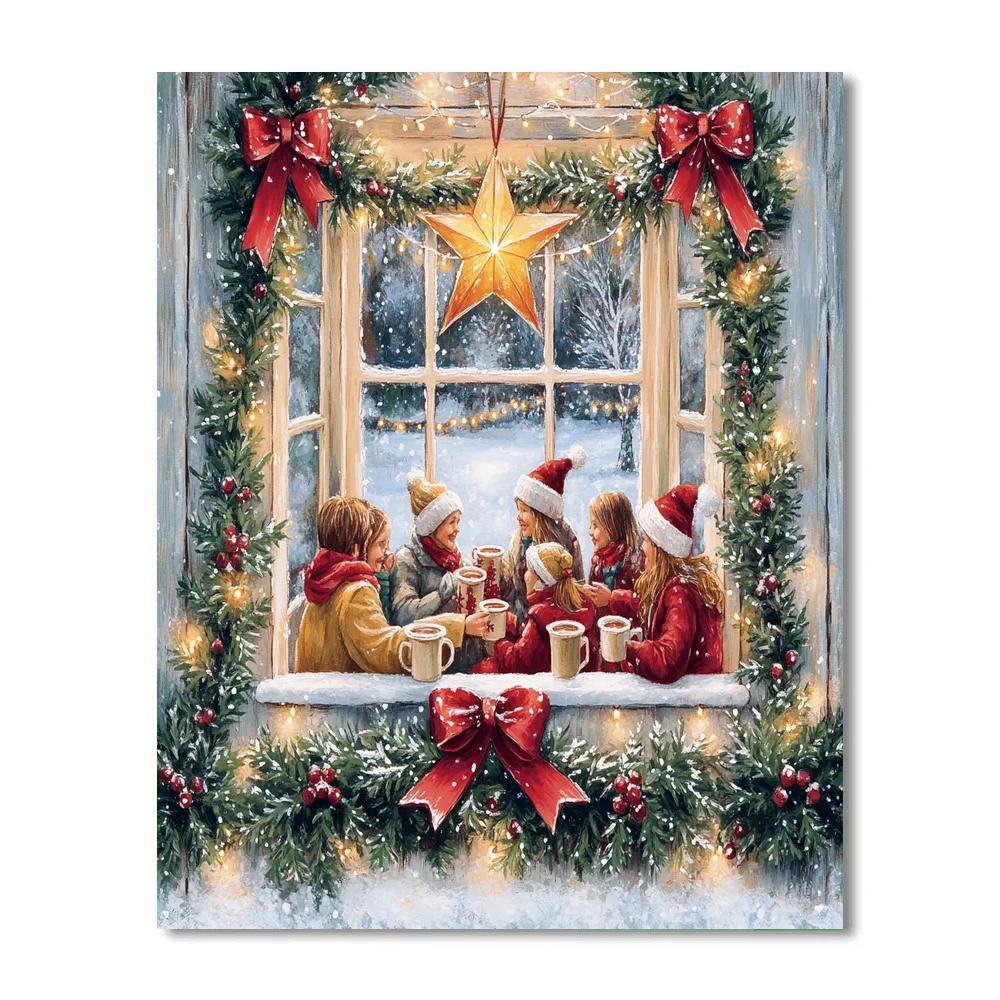 Holly Window Gathering Painting by numbers kit