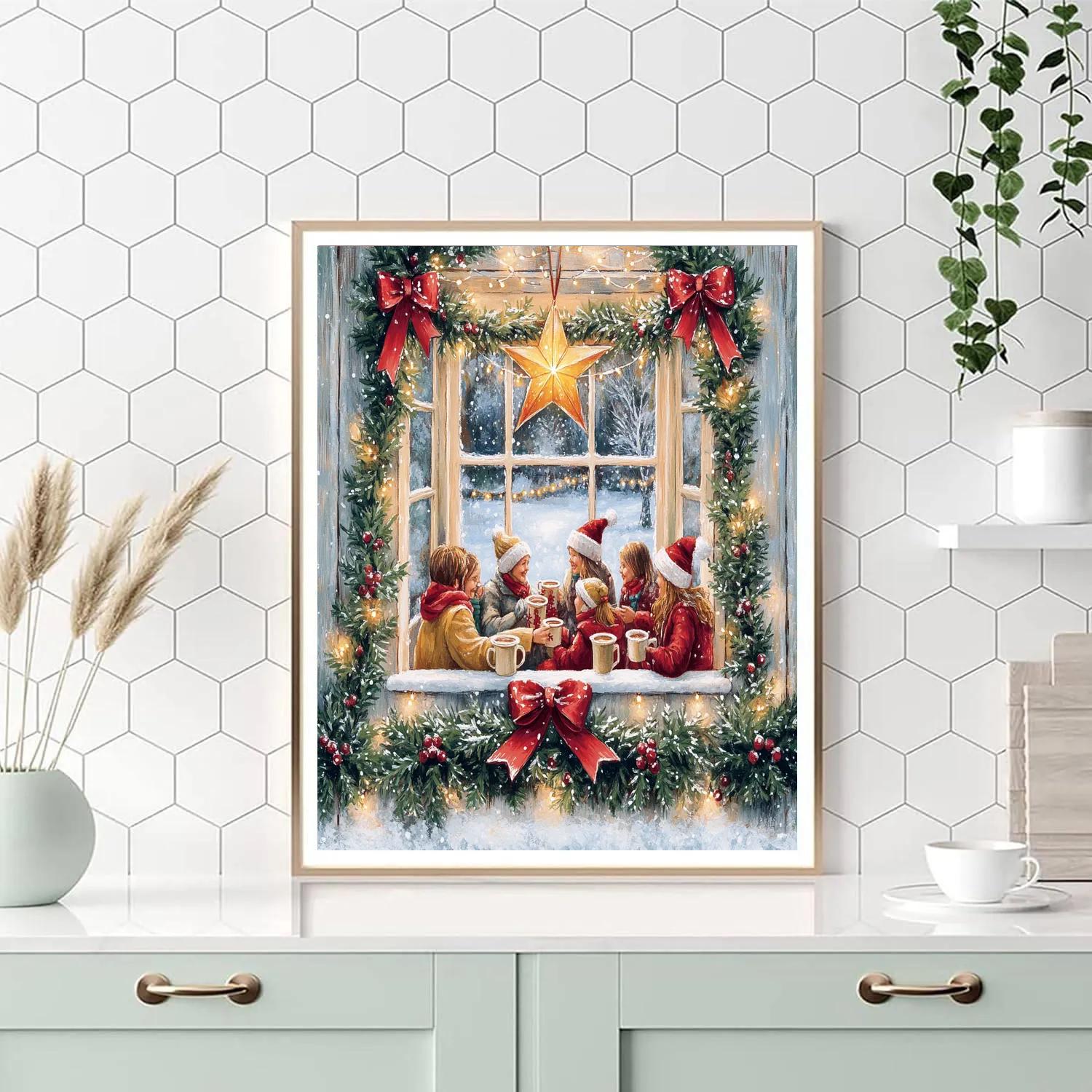 Holly Window Gathering Painting by numbers kit