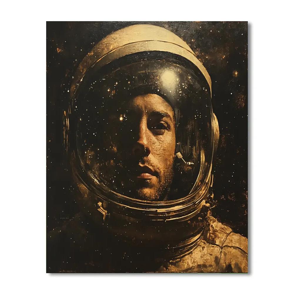 Leonardo Da Vinci Inspired Astronaut Portrait Study paint by color