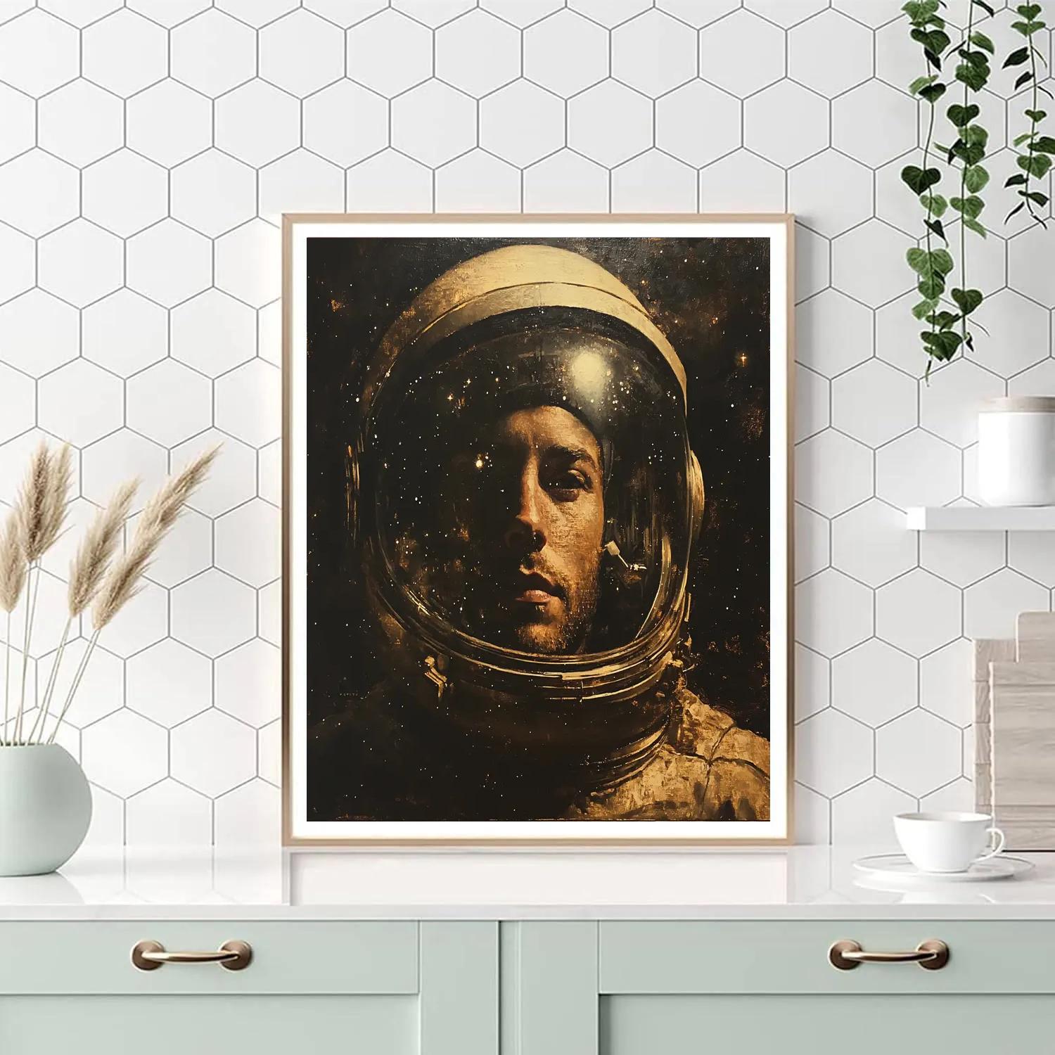 Leonardo Da Vinci Inspired Astronaut Portrait Study paint by color