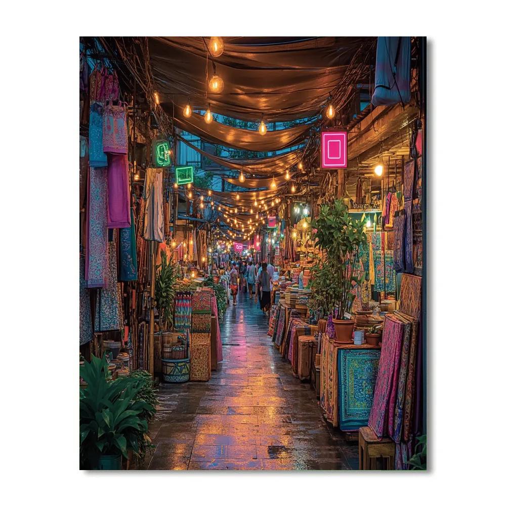 Night Market Glow At Chatuchak Weekend Market Bangkok Thailand Number painting