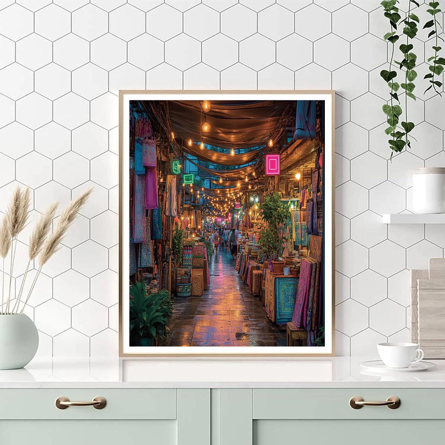 Night Market Glow At Chatuchak Weekend Market Bangkok Thailand Number painting