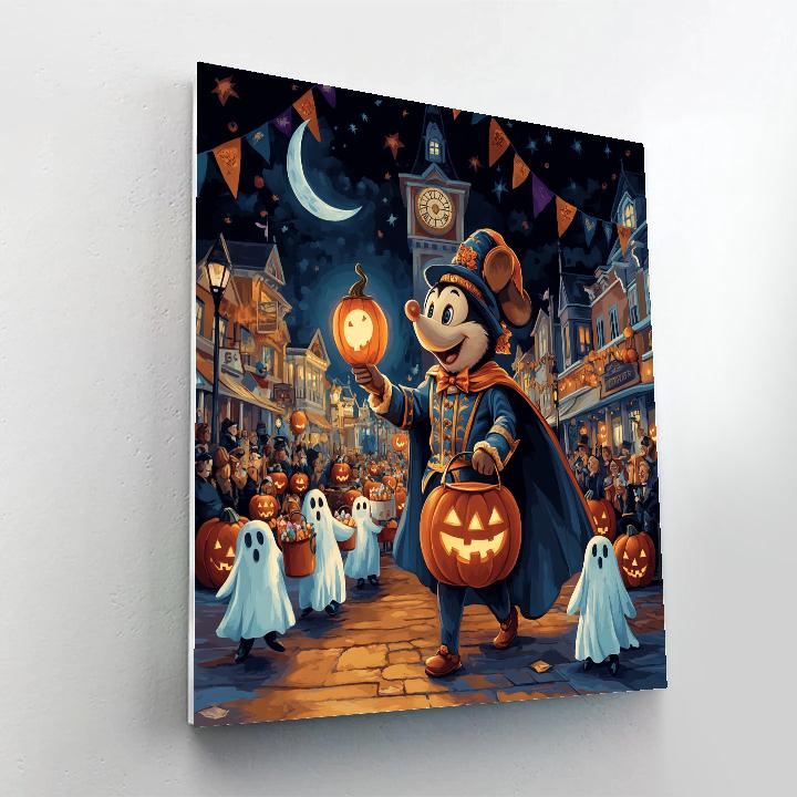 Clocktower Pumpkin Parade At Moonlit Main Street Painting by numbers kit
