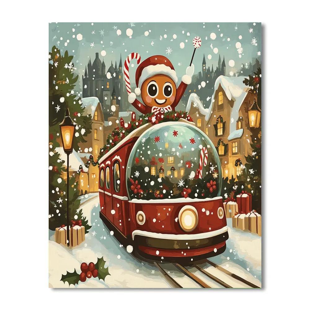 Aurora Tram Snowglobe Parade paint by number