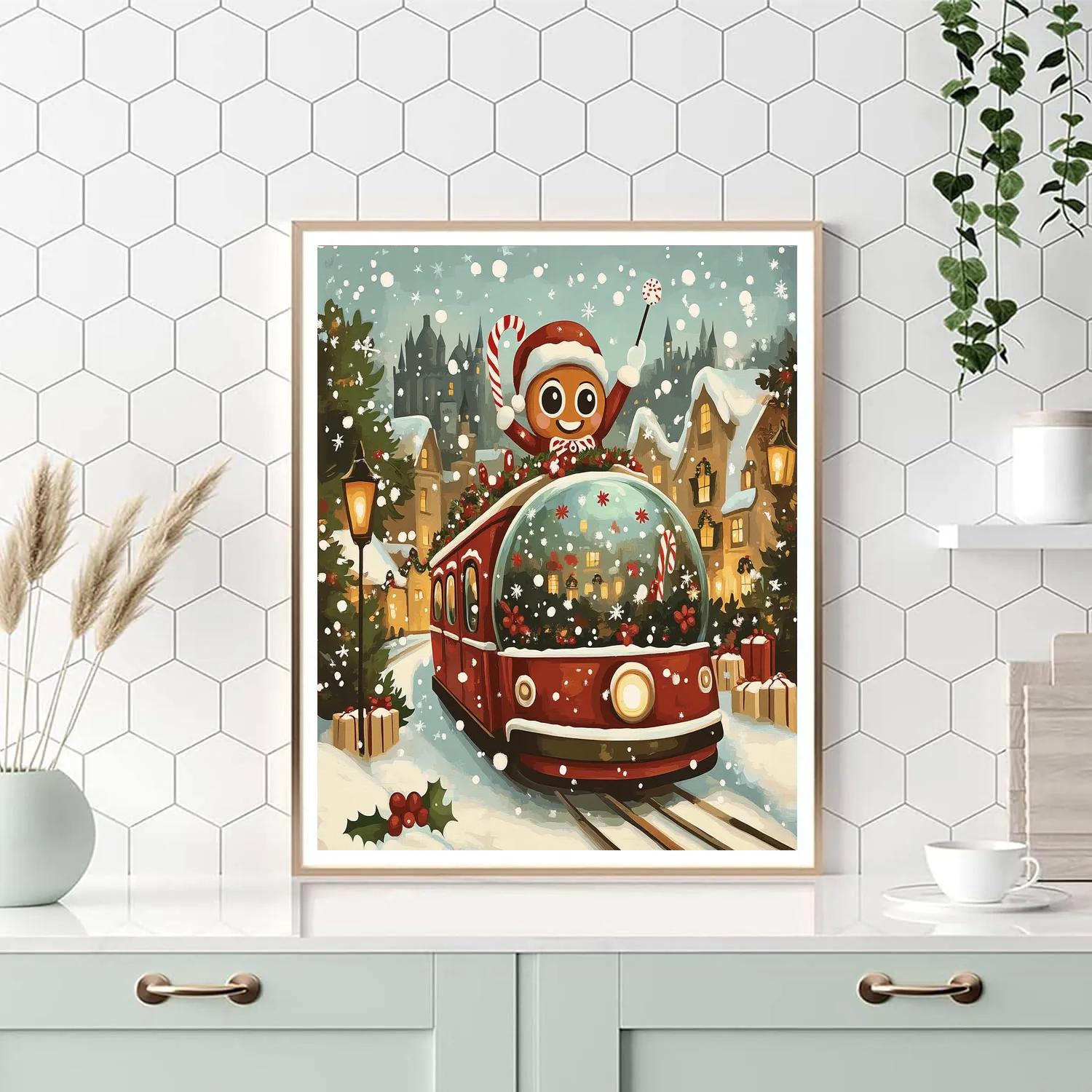 Aurora Tram Snowglobe Parade paint by number