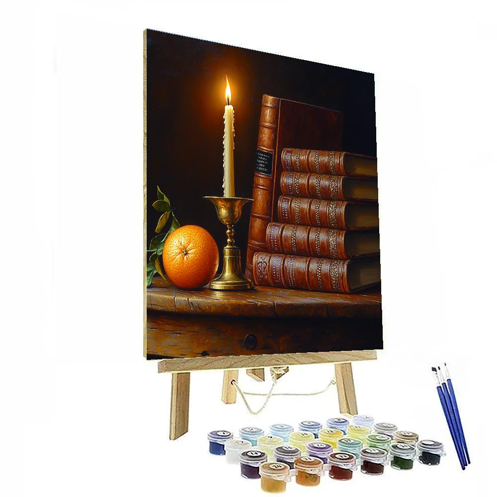 Rembrandt Inspired Library Candlelight Still Life painting number kit