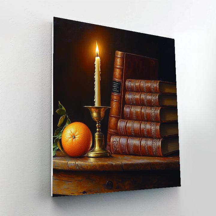 Rembrandt Inspired Library Candlelight Still Life painting number kit