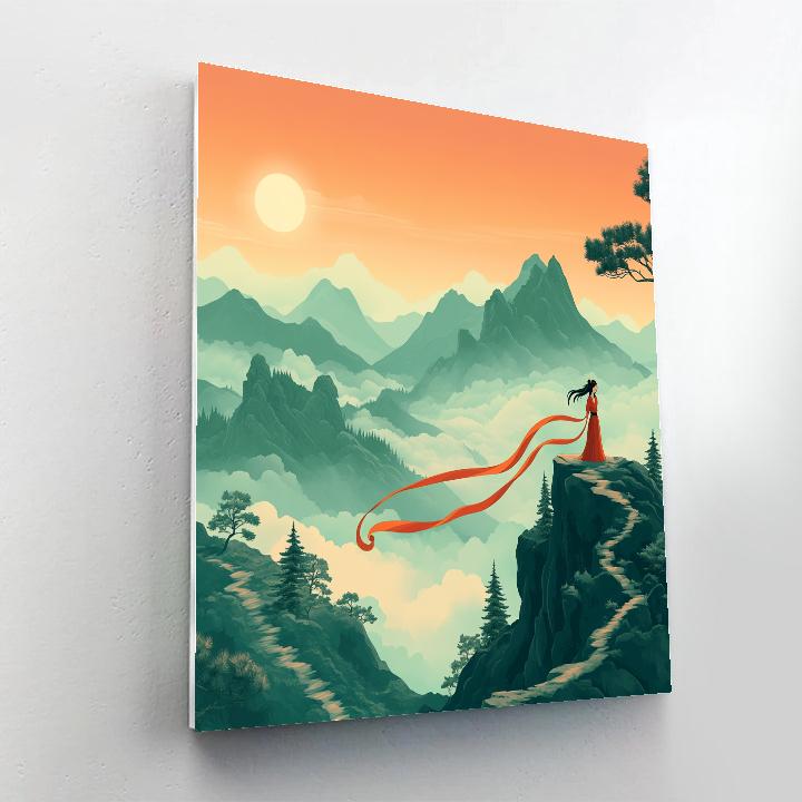 Mulan Mountain Sunrise Ribbon Trail paint by color