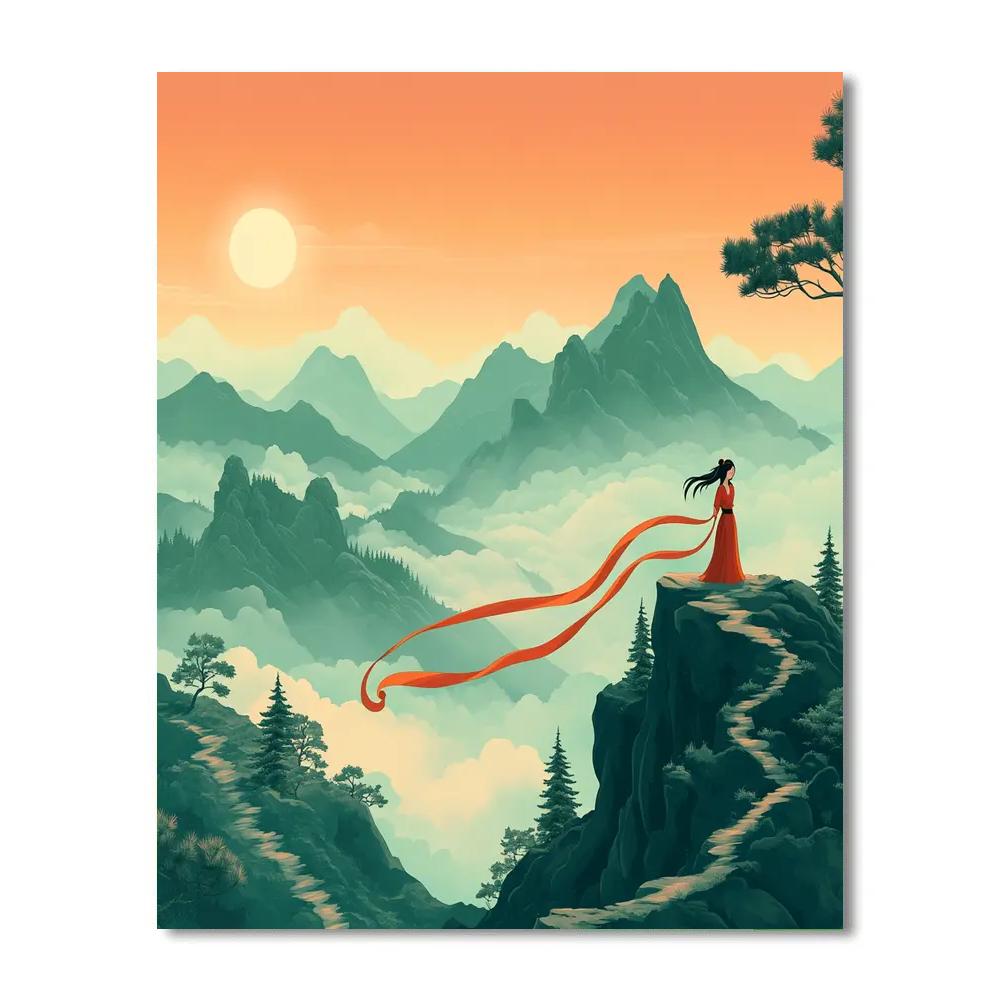 Mulan Mountain Sunrise Ribbon Trail paint by color
