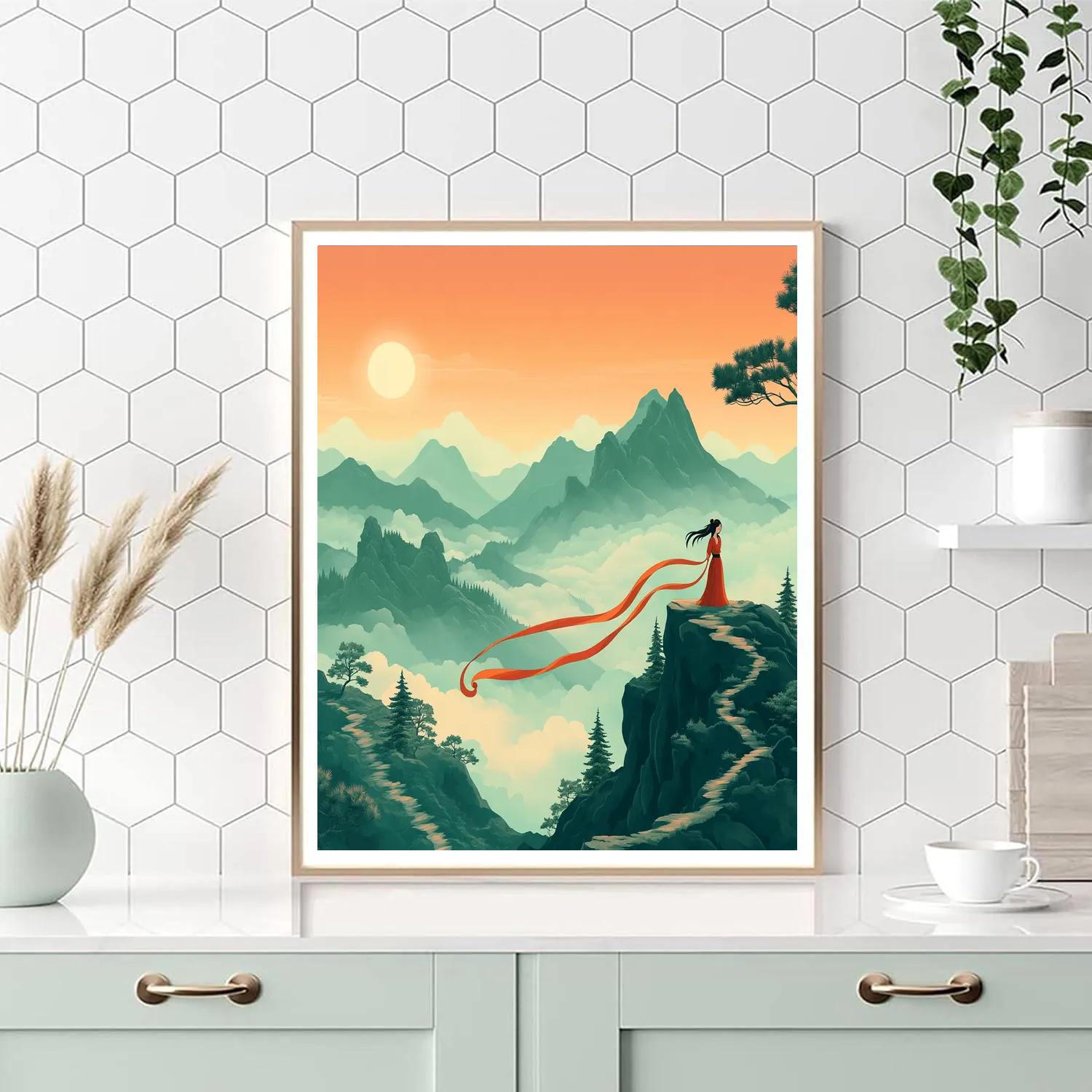 Mulan Mountain Sunrise Ribbon Trail paint by color