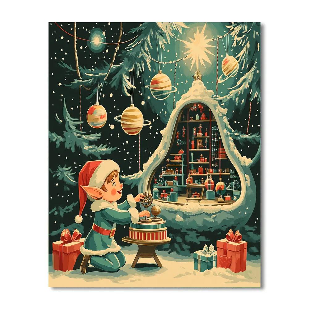 Starlit Workshop Of The Floating Toy Planets painting number kit