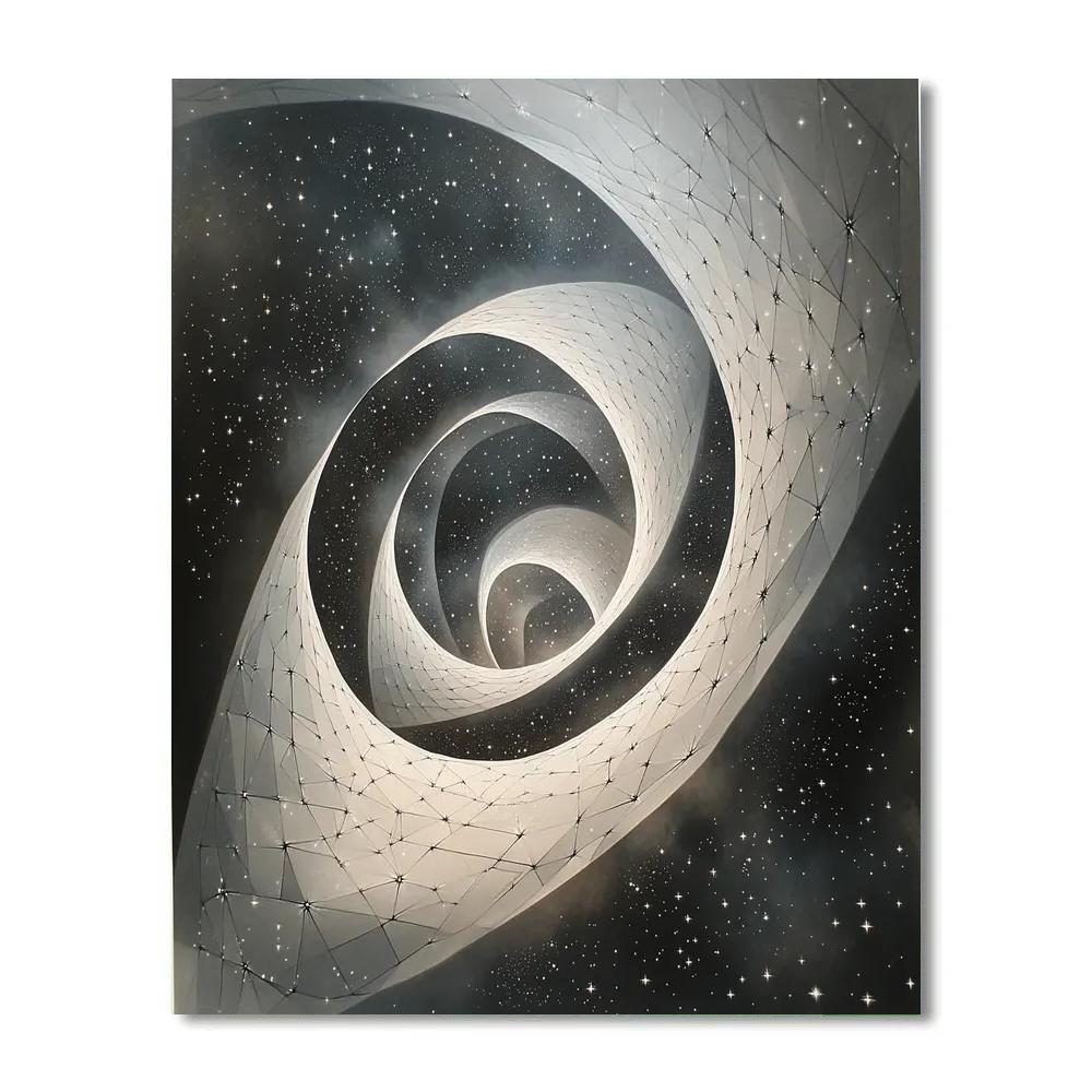 M.C. Escher Inspired Mobius Nebula Lattice Number painting