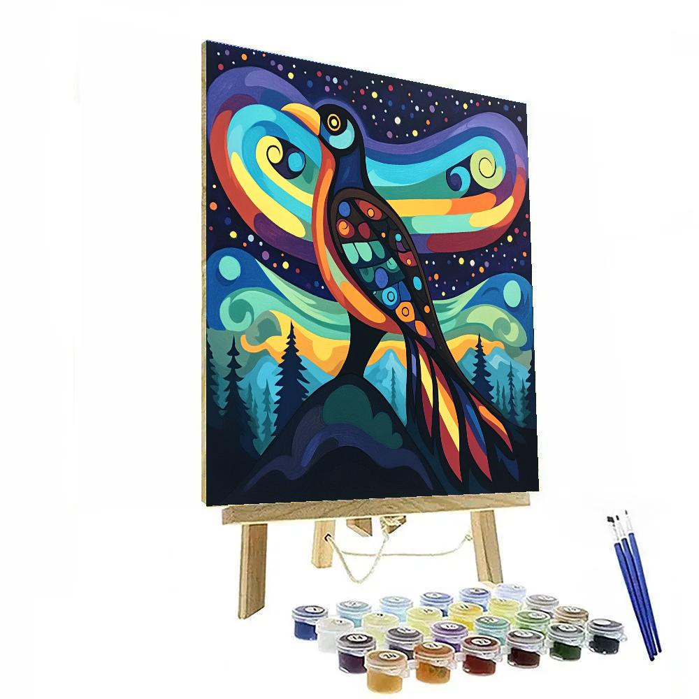 Norval Morrisseau Inspired Thunderbird Of The Aurora Currents Paint by numbers art