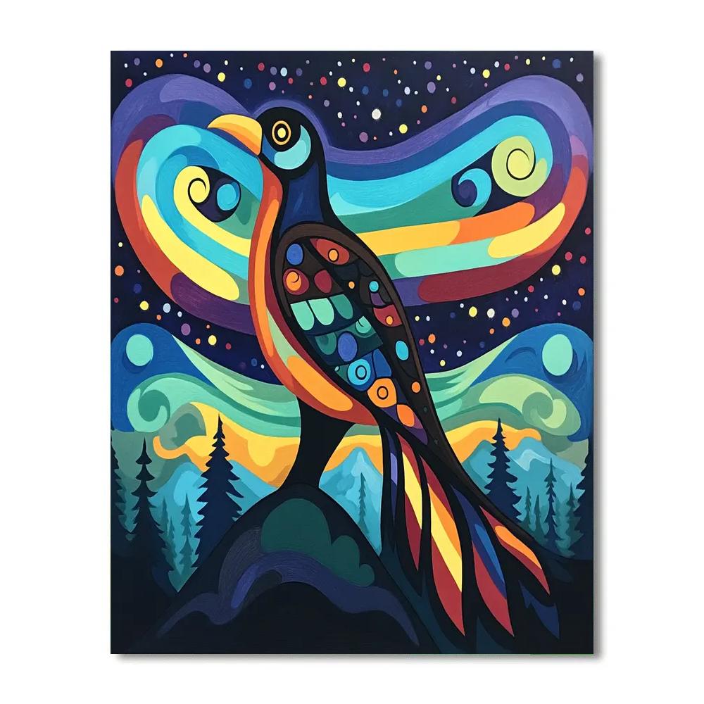 Norval Morrisseau Inspired Thunderbird Of The Aurora Currents Paint by numbers art
