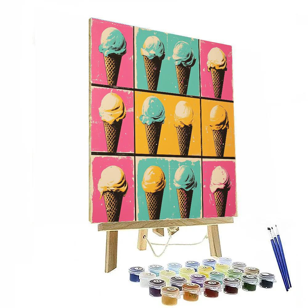 Andy Warhol Inspired Pop Art Ice Cream Parade Paint by numbers art