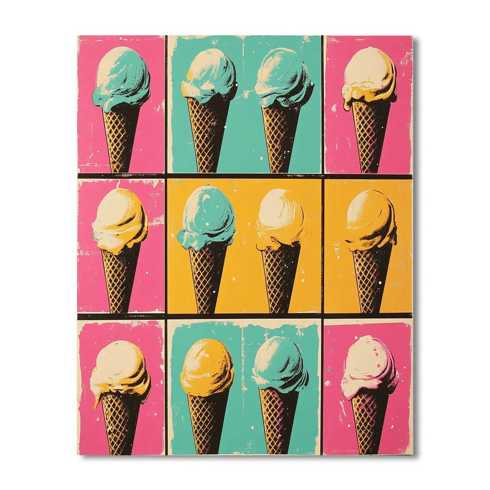 Andy Warhol Inspired Pop Art Ice Cream Parade Paint by numbers art