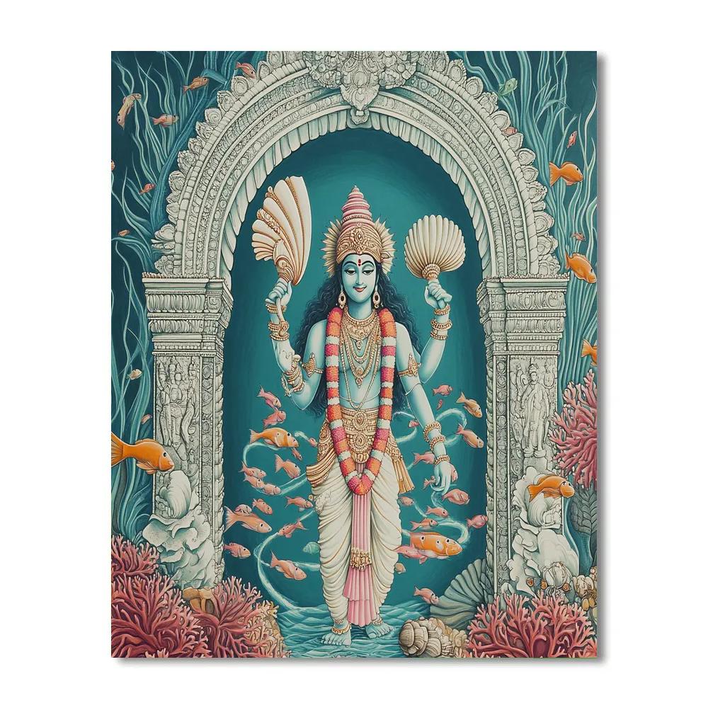 Vishnu Of The Coral Conch Cathedral Painting by numbers kit