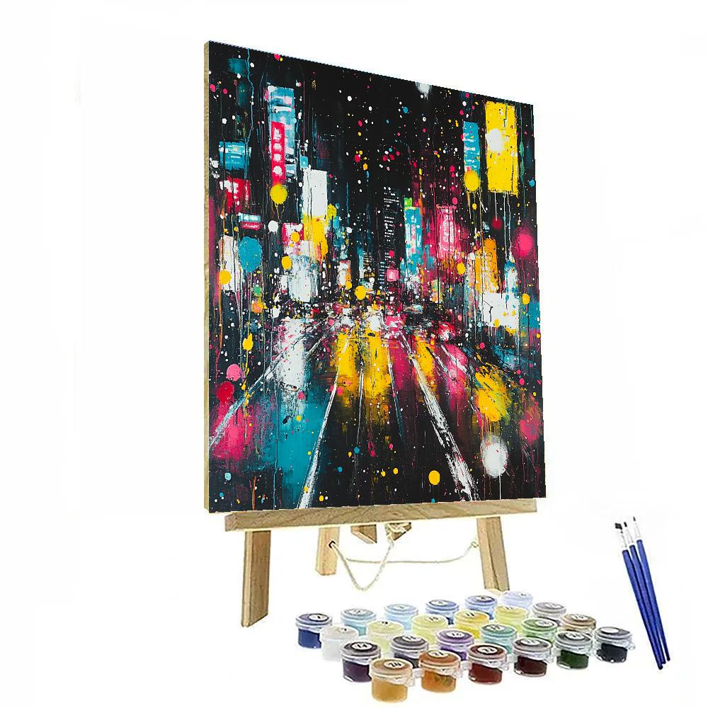 Jackson Pollock Inspired Citylights Night Energy Paint by numbers art