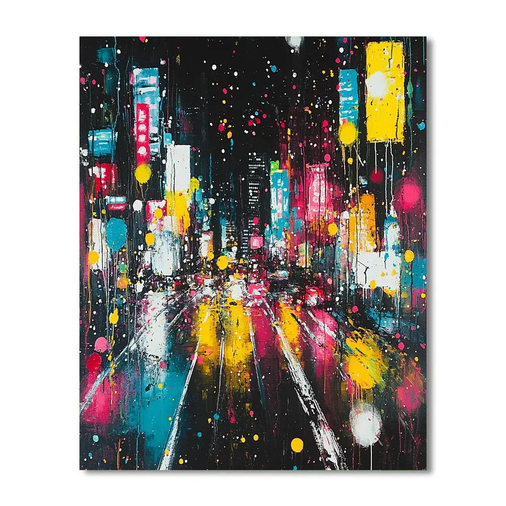 Jackson Pollock Inspired Citylights Night Energy Paint by numbers art