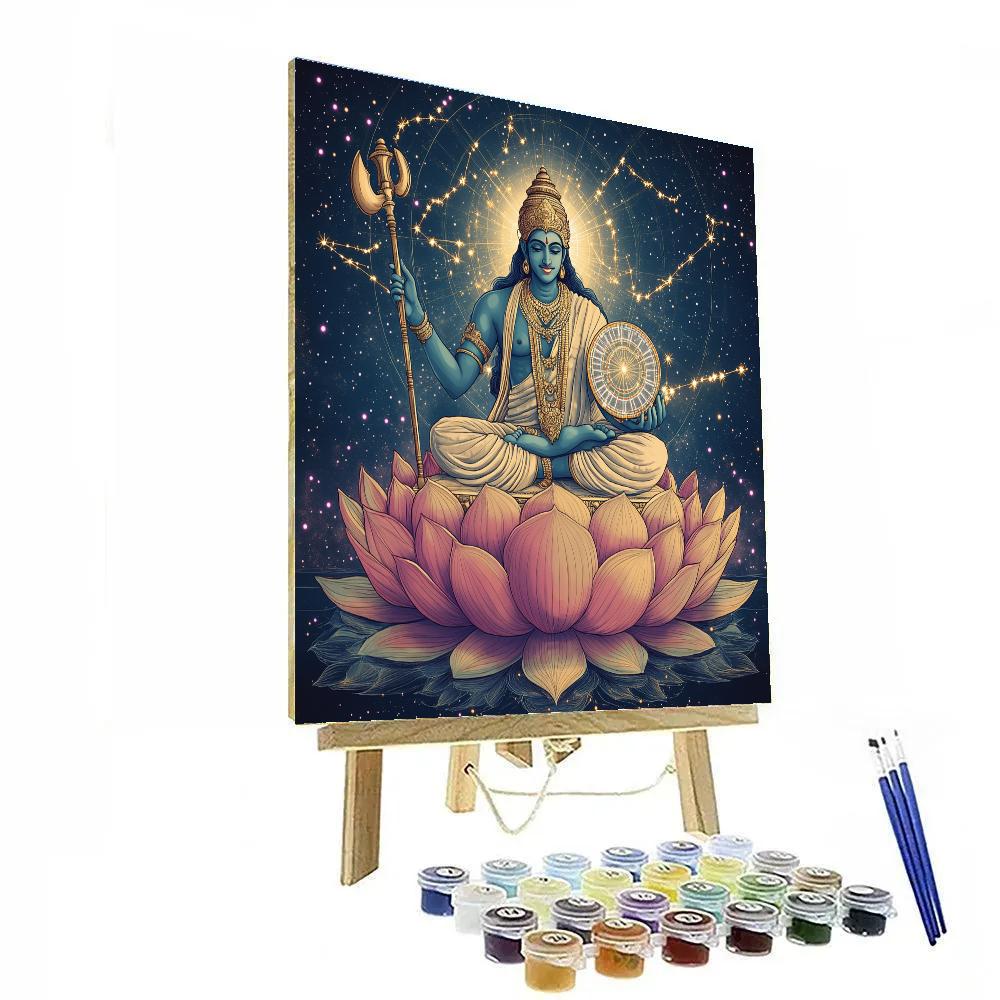 The Cosmic Lotus Map Of Vishnu paint by color
