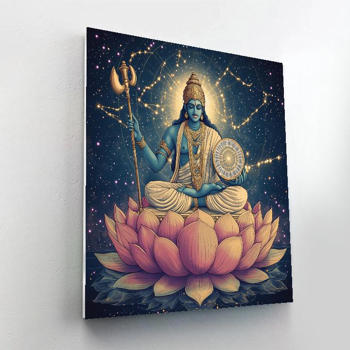 The Cosmic Lotus Map Of Vishnu paint by color
