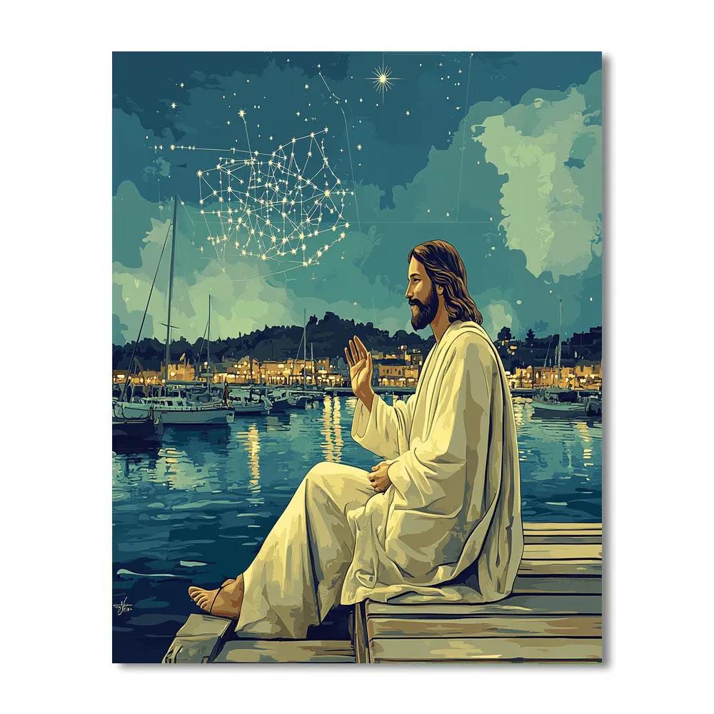 Starlit Parables With Jesus At The Harbor Numbered painting kits