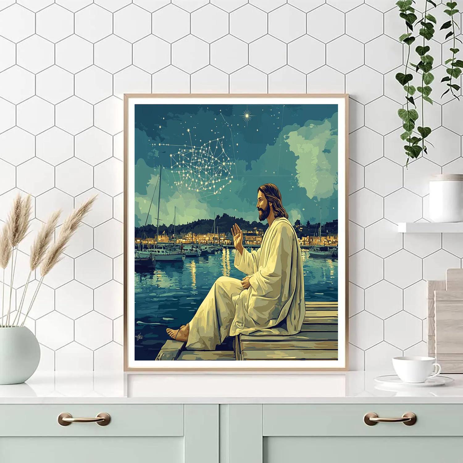 Starlit Parables With Jesus At The Harbor Numbered painting kits