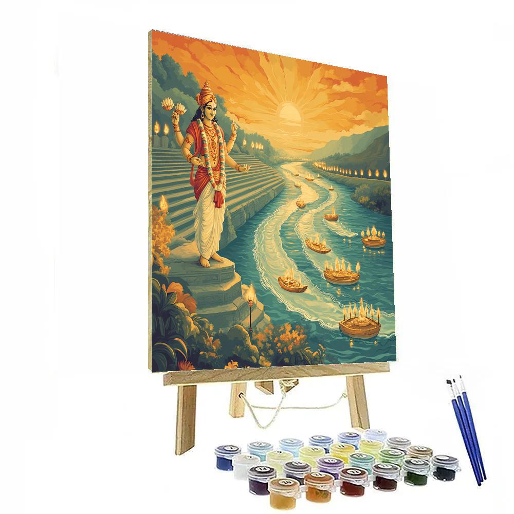 Vishnu Blessing The River Of Time Number painting