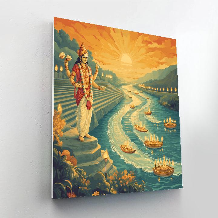 Vishnu Blessing The River Of Time Number painting