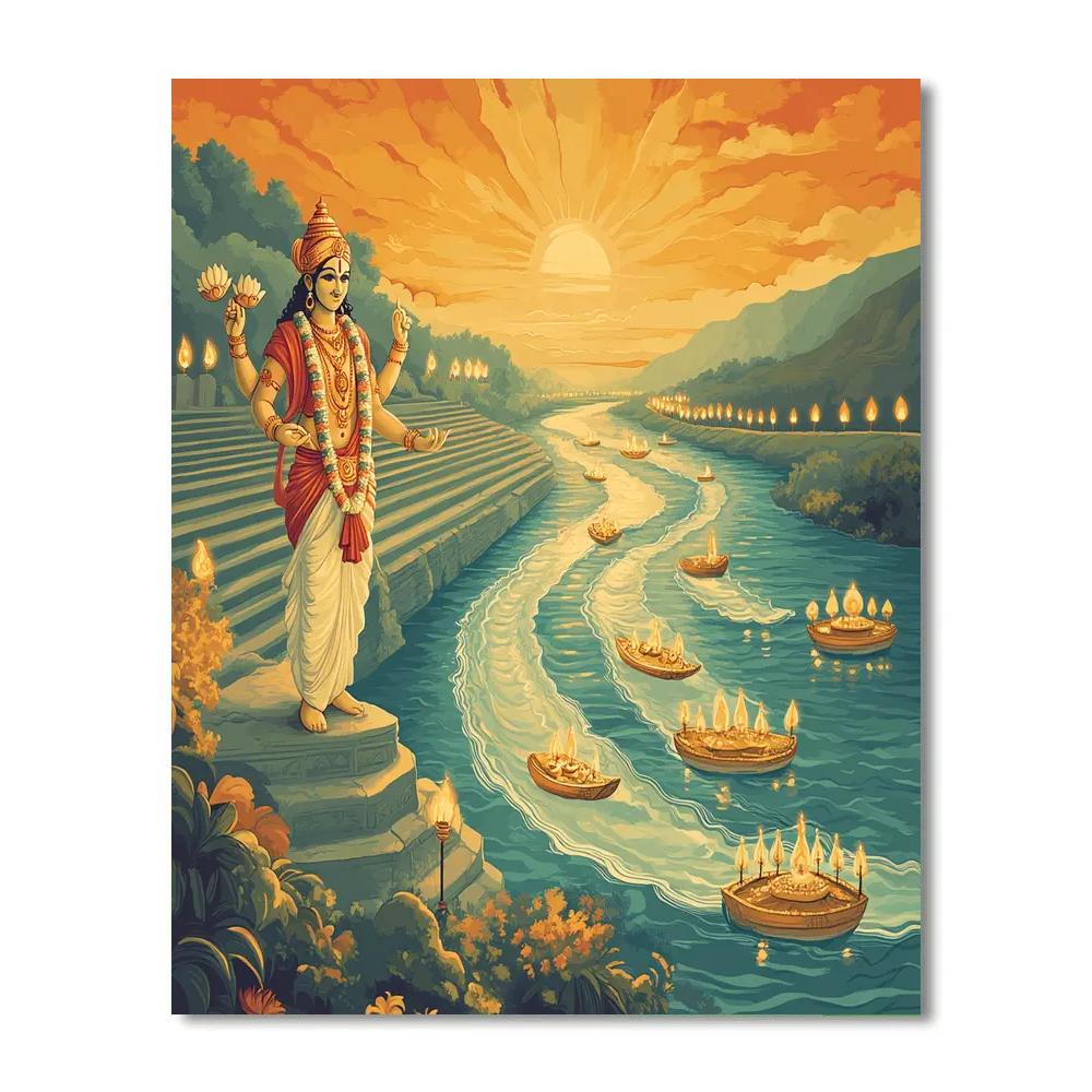 Vishnu Blessing The River Of Time Number painting