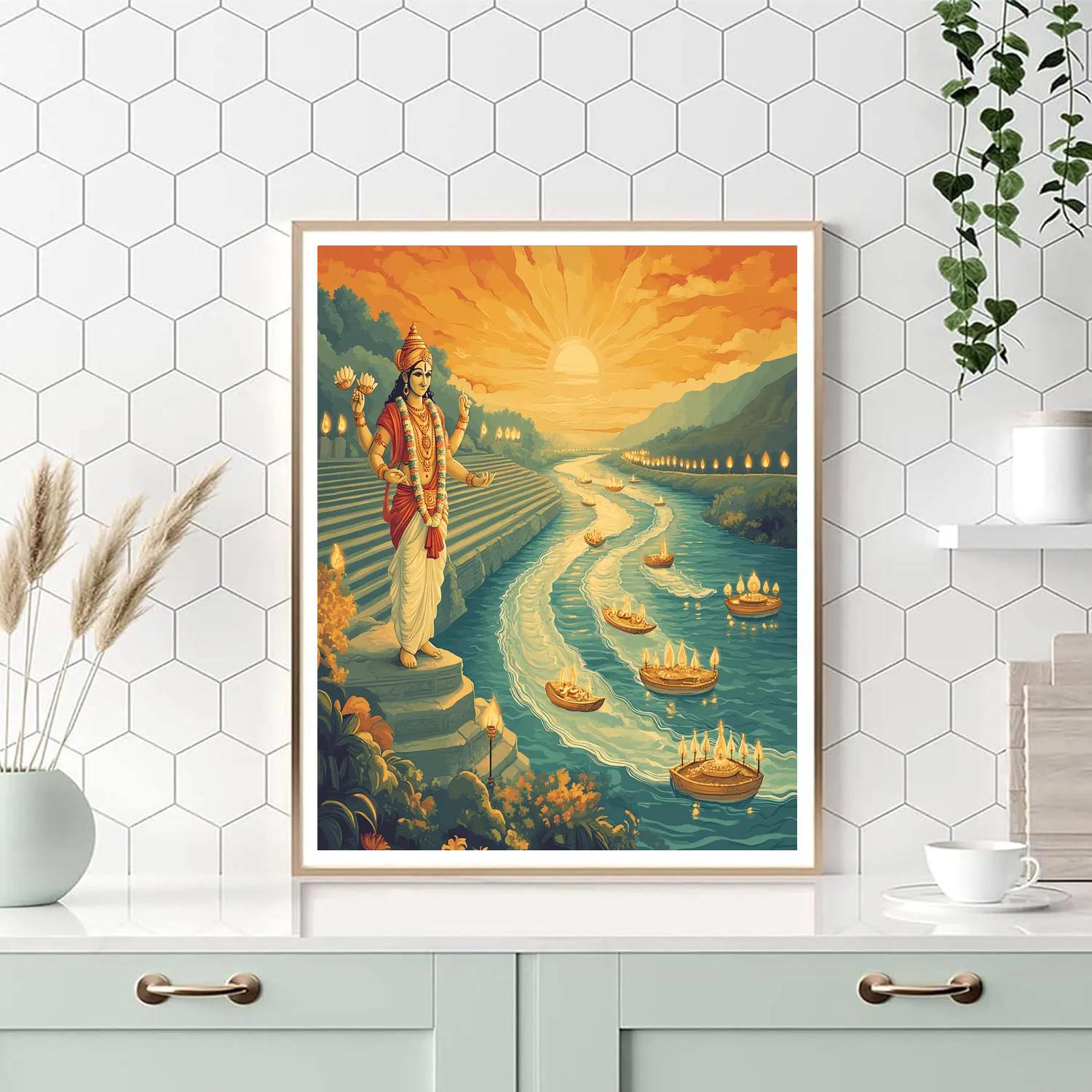 Vishnu Blessing The River Of Time Number painting