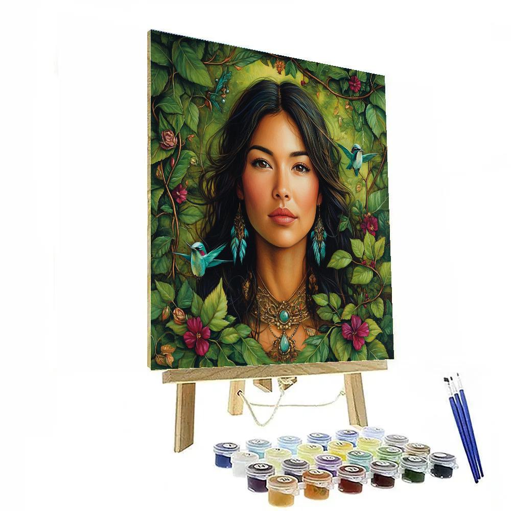 Frida Kahlo Inspired Mythic Self Portrait With Hummingbirds painting number kit