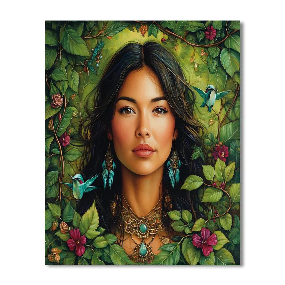 Frida Kahlo Inspired Mythic Self Portrait With Hummingbirds painting number kit